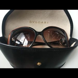 Bulgari Black and Tan Sunglasses
